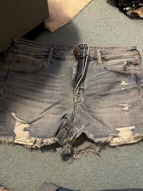 American Eagle Outfitters Light Wash Distressed Denim Shorts